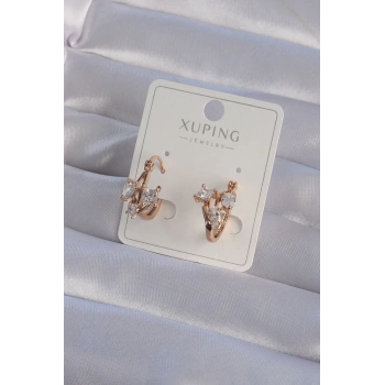 Mey İthalat® XUPİNG Rose Renk Zirkon Taşlı Halka Küpe