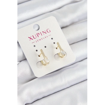 Mey İthalat® Xuping Zirkon Taşlı I Model Gold Renk Kadın Küpe