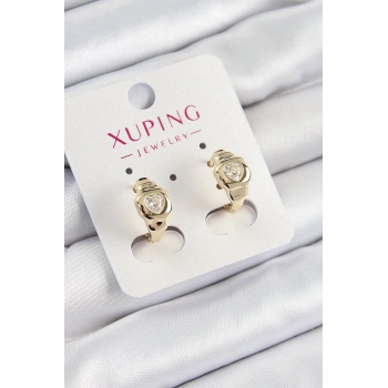 Mey İthalat® Xuping Zirkon Taşlı Kalp Model Gold Renk Kadın Küpe