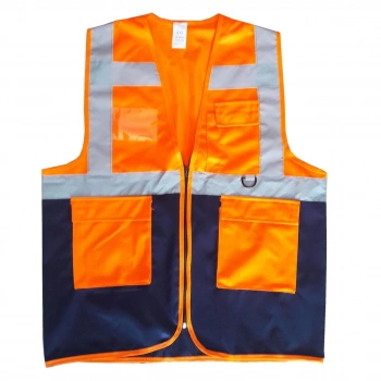 Mey İthalat® Yönetici İkaz Yeleği Turuncu/Lacivert  XL Beden