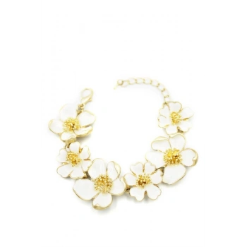 Mineli Çiçek Bileklik - Krem