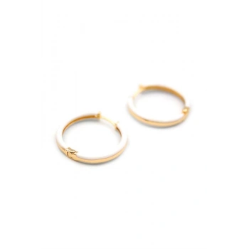 Mineli Halka Küpe - Beyaz