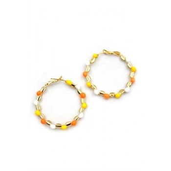 Mineli Halka Küpe - ÇOK RENKLİ