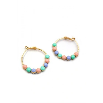 Mineli Halka Küpe - ÇOK RENKLİ