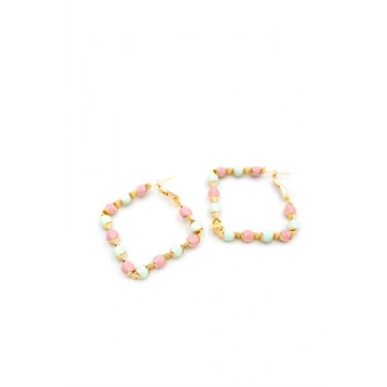 Mineli Halka Küpe - Pembe