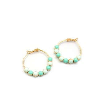 Mineli Halka Küpe - Turkuaz