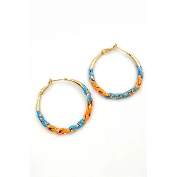 Mineli Halka Küpe - Turuncu