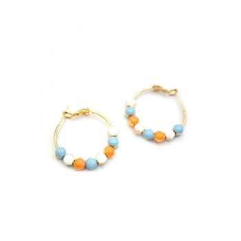 Mineli Halka Küpe - Turuncu