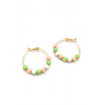 Mineli Halka Küpe - Yeşil