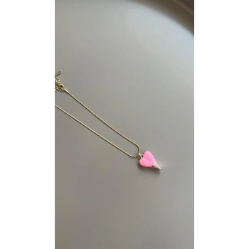 Mineli Kalp Kolye - Pembe