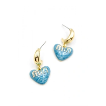 Mineli Kalp Küpe - Mavi