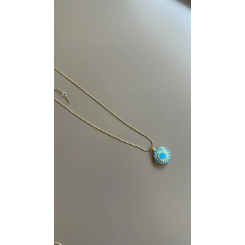 Mineli Kapaklı Kolye - Mavi