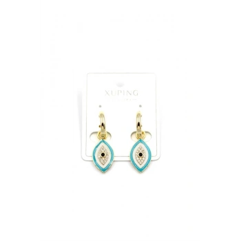 Mineli Nazar Küpe - 14K Altın