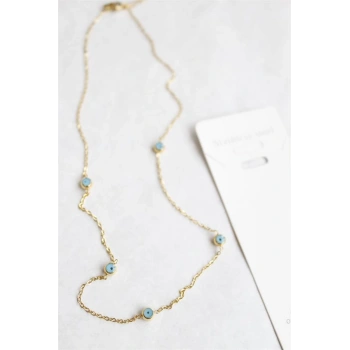 Nazar Boncuk Çelik Kolye - Altın