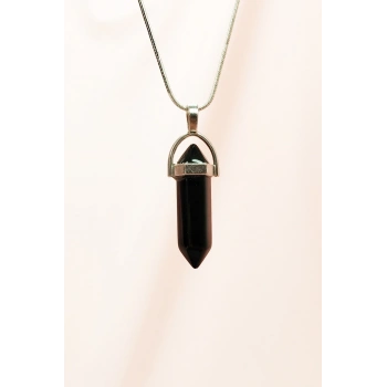 Onix Doğal Taşı Zincirli El Yapımı Tasarımlı Kolye Uç: 3,5 cm Zincir: 20 cm Kutulu