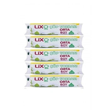 Orta Boy Çöp Torbası 55 x 60 cm 20 Li Rulo x 5 Paket = 100 Adet (Mavi)