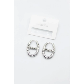 Oval Halka Küpe - Gümüş