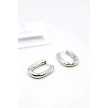 Oval Halka Küpe - Gümüş