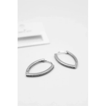 Oval Halka Küpe - Gümüş