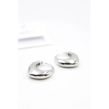 Oval Halka Küpe - Gümüş