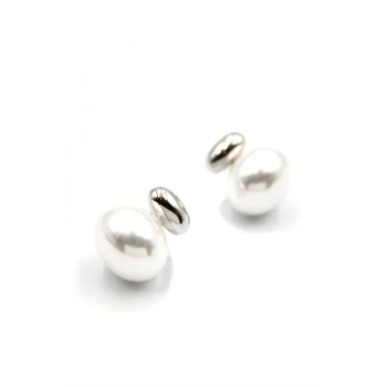 Oval İnci Küpe - Gümüş