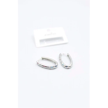 Oval Taşlı Küpe - Gümüş