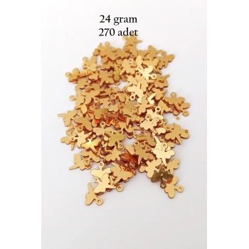 Oya Abiye Bileklik Kolye Pleksi Metalik Plastik Pul Altın Renk 24 gram 270 adet - BNC555