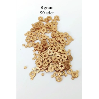 Oya Abiye Bileklik Kolye Pleksi Metalik Plastik Pul Altın Renk 8 gram 90 adet - BNC477