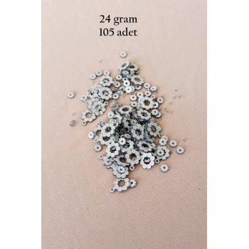 Oya Abiye Bileklik Kolye Pleksi Metalik Plastik Pul Gümüş Renk 24 gram 105 adet - BNC561
