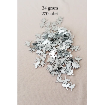 Oya Abiye Bileklik Kolye Pleksi Metalik Plastik Pul Gümüş Renk 24 gram 270 adet - BNC563
