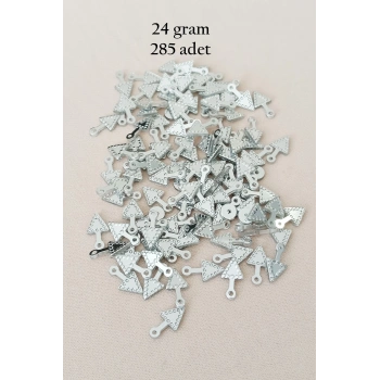 Oya Abiye Bileklik Kolye Pleksi Metalik Plastik Pul Gümüş Renk 24 gram 285 adet - BNC565