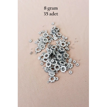 Oya Abiye Bileklik Kolye Pleksi Metalik Plastik Pul Gümüş Renk 8 gram 35 adet - BNC501