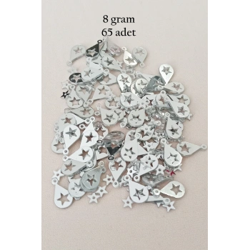Oya Abiye Bileklik Kolye Pleksi Metalik Plastik Pul Gümüş Renk 8 gram 65 adet - BNC521