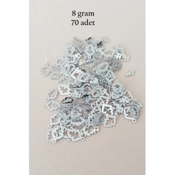 Oya Abiye Bileklik Kolye Pleksi Metalik Plastik Pul Gümüş Renk 8 gram 70 adet - BNC513