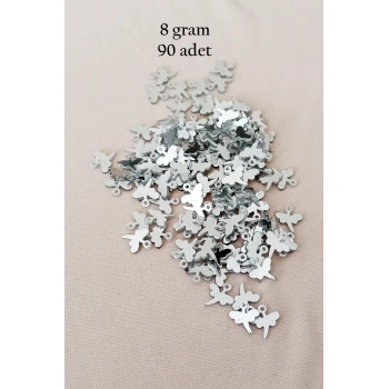 Oya Abiye Bileklik Kolye Pleksi Metalik Plastik Pul Gümüş Renk 8 gram 90 adet - BNC503