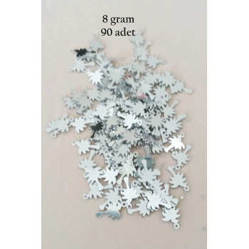 Oya Abiye Bileklik Kolye Pleksi Metalik Plastik Pul Gümüş Renk 8 gram 90 adet - BNC506