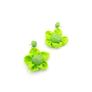 Papatya Hasır Küpe - Yeşil