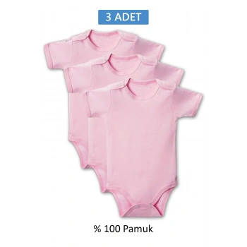 Pembe Yarım Kol Body Zıbın 7-12 YAŞ Çocuklar İçin (3 ADET) Alttan Çıtçıtlı Özel Gereksinimli