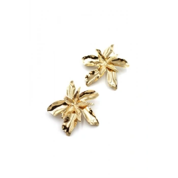 Plaka Yaprak Küpe - Altın