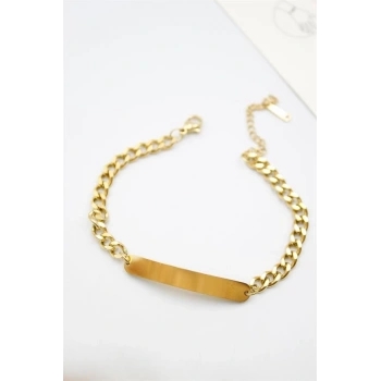 Plaka Zincir Bileklik - Altın
