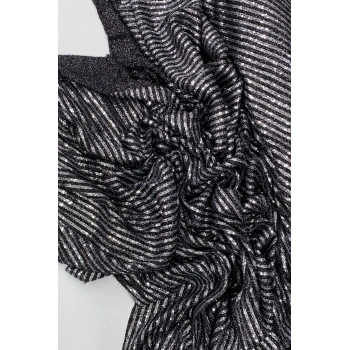 Sakallı Çizgili Pullu Kumaş  Pullu Payet Kumaş Abiye Nişan Düğün Siyah