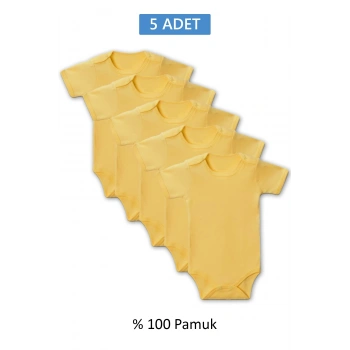 Sarı Yarım Kol Body Zıbın 2-7 YAŞ Çocuklar İçin (5 ADET) Alttan Çıtçıtlı Özel Gereksinimli