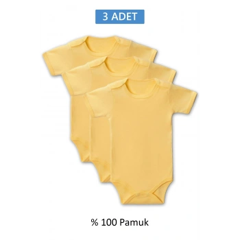 Sarı Yarım Kol Body Zıbın 7-12 YAŞ Çocuklar İçin (3 ADET) Alttan Çıtçıtlı Özel Gereksinimli