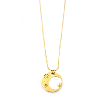 Sedef Çiçek Kolye - Altın