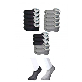 Siyah ve Gri Erkek Görünmez Çorap 15 çift