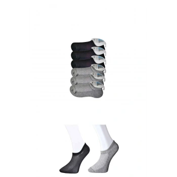 Siyah ve Gri Erkek Görünmez Çorap 6 çift
