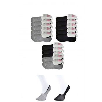Siyah ve Gri Kadın Babet Çorap 15 çift