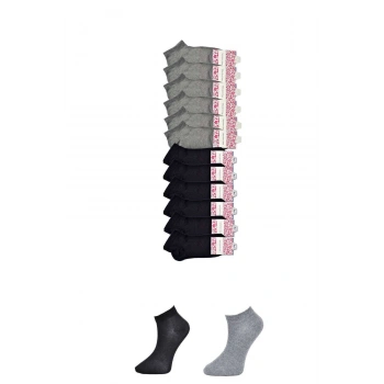 Siyah ve Gri Kadın Bilek Çorap 12 çift
