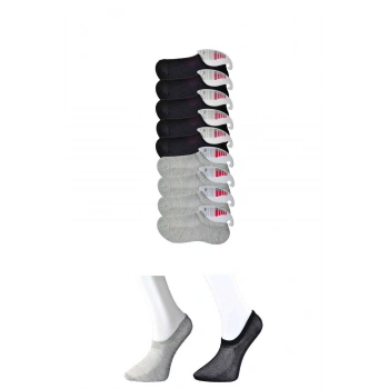 Siyah ve Gri Kadın Görünmez Çorap 9 çift