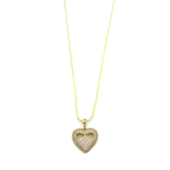 Sonsuz Aşk Taşlı Kalp Kolye - 14K Altın